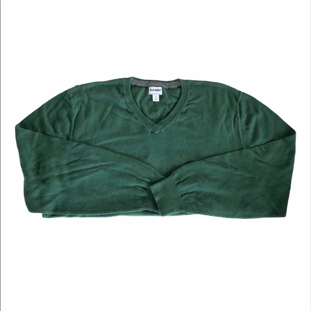 Old Navy 100% Cotton V-Neck Solid Green Men’s Sweater XL
